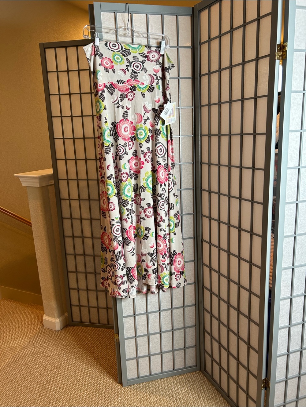 NWT LuLaRoe Maxi Skirt in Cream with Pink, Green & Black Floral Print